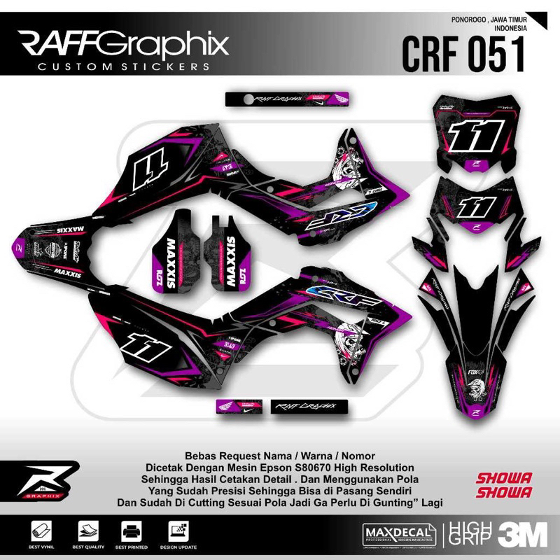 decal sticker crf 150l - sticker decal crf custom- decal crf supermoto -crf 051