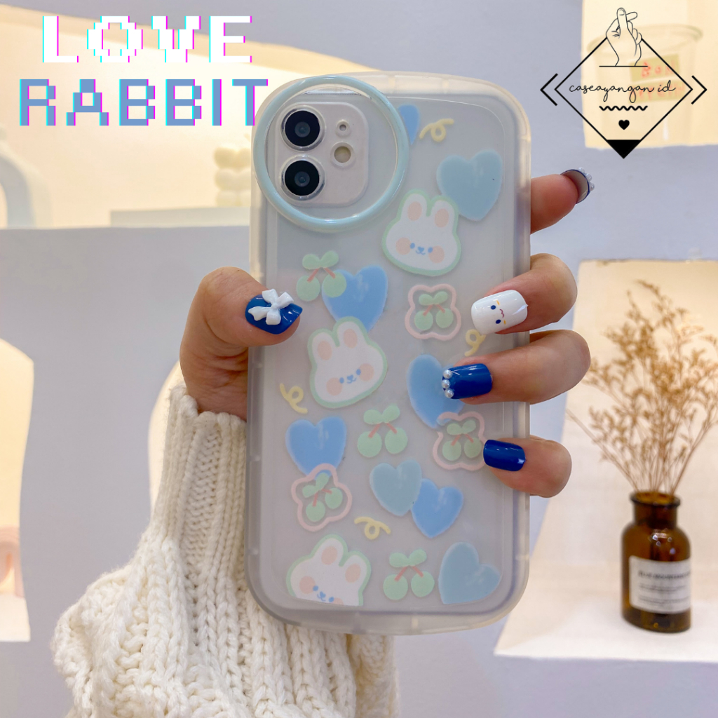 Love Rabbit For Iphone 7 8 SE 2020 2022 PLUS X XS XR 11 12 13 14 PRO MAX Casing Lucu Unik Kelinci Cu
