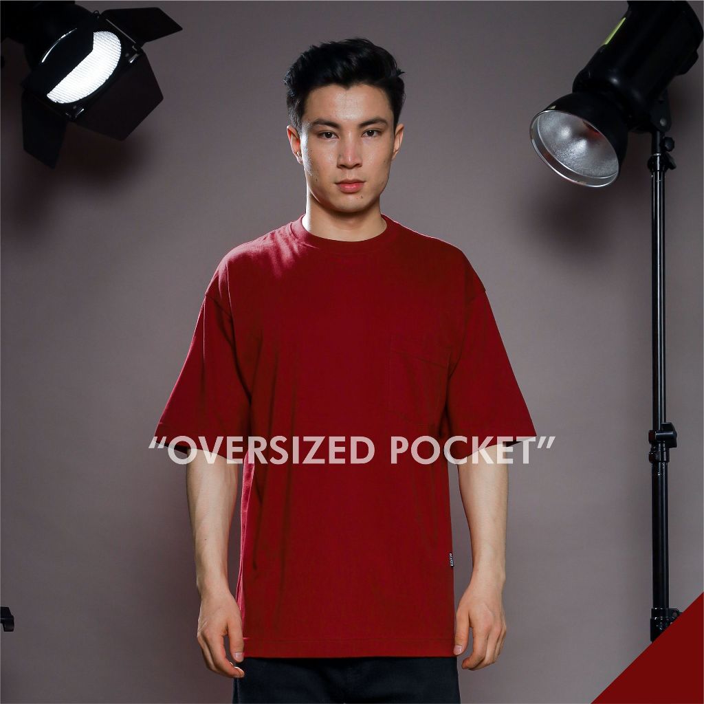 REASER Oversize Pocket Tees Kaos Polos Saku - Maroon