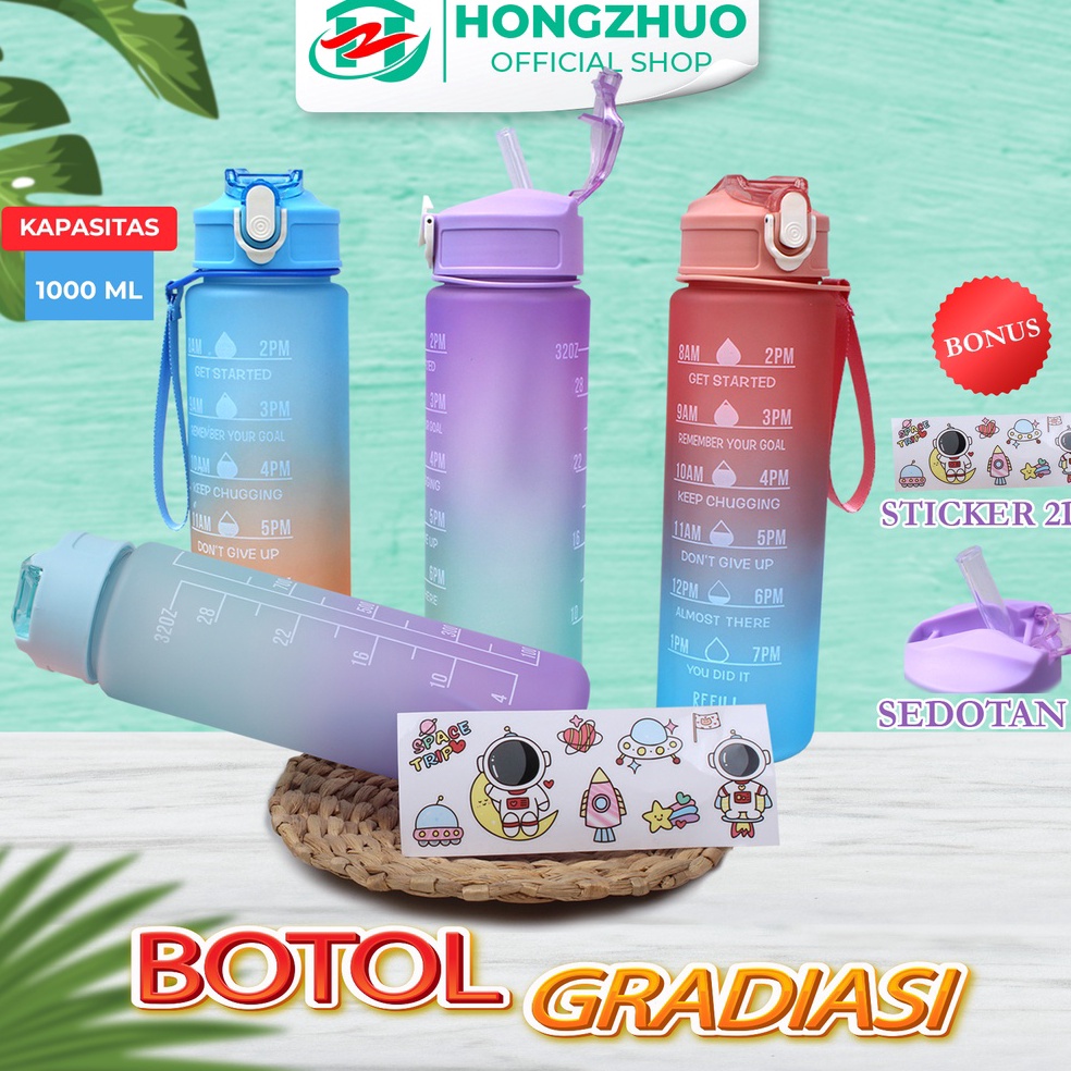 Harga Bersahabat.. Hongzhuo Botol Minum 1 Liter Viral Gradasi Anak 1Liter My Bottle Murah Tempat Min