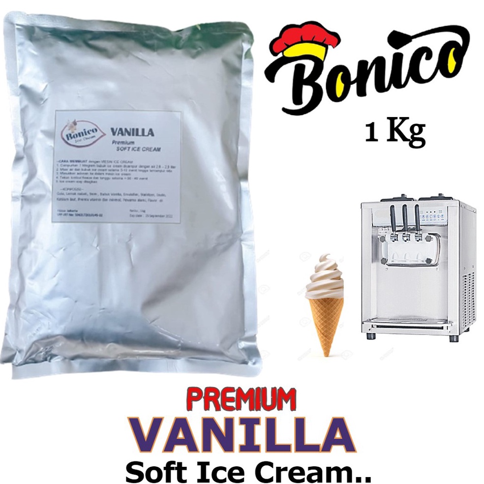 

✅Swip up!!! BONICO VANILLA SOFT ICE CREAM POWDER 1kg PREMIUM RESTO premix bubuk es krim mesin lembut VANILA ice crea maker softmix