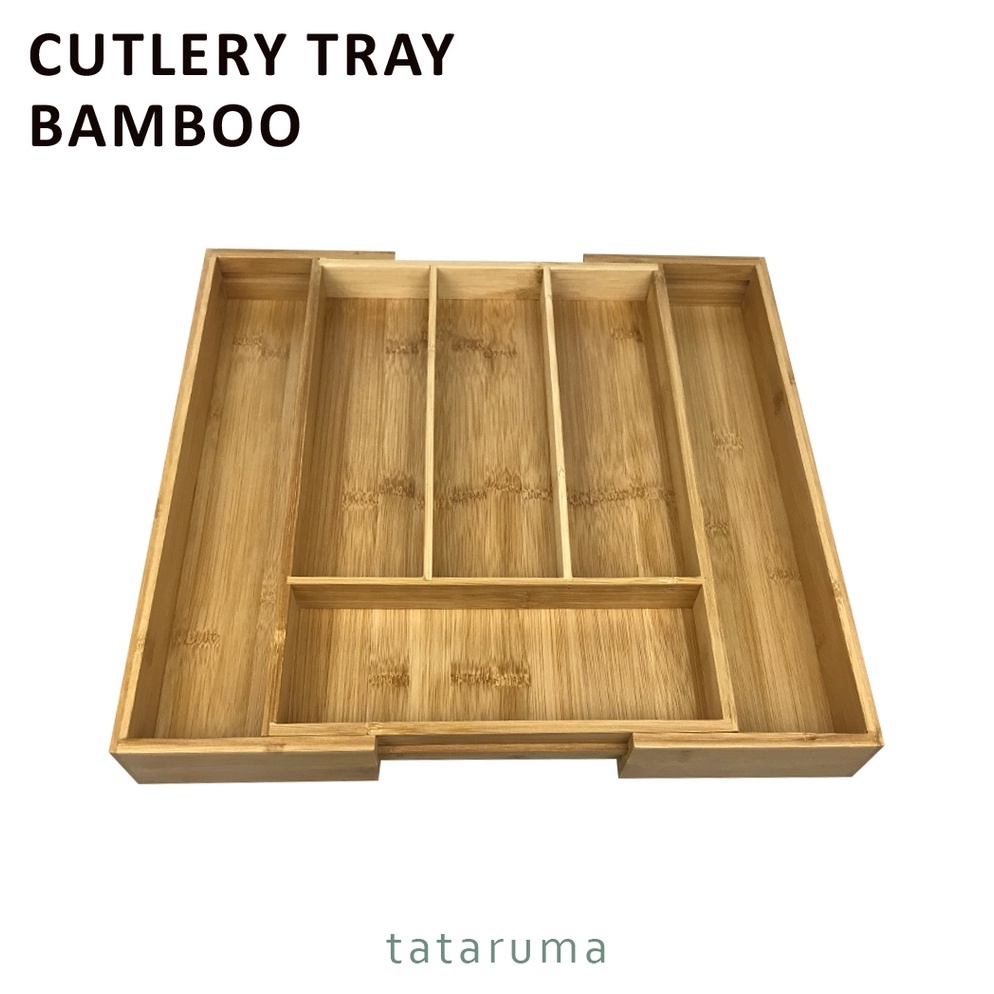 siap kirim.. TATARUMA Yuka – Organizer Bambu Tempat Simpan Cutlery Tray Wadah Alat Makan Sendok Garp