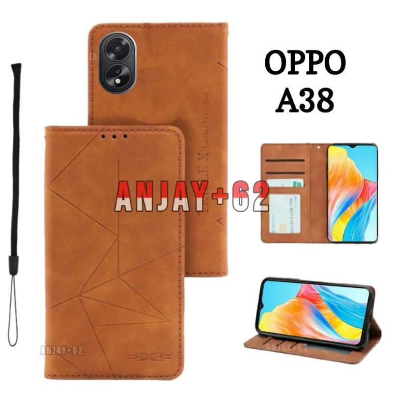 CASE OPPO A38 / A17 / A17K MAGNETIC FLIP CASING WALLET DOMPET KULIT MEWAH