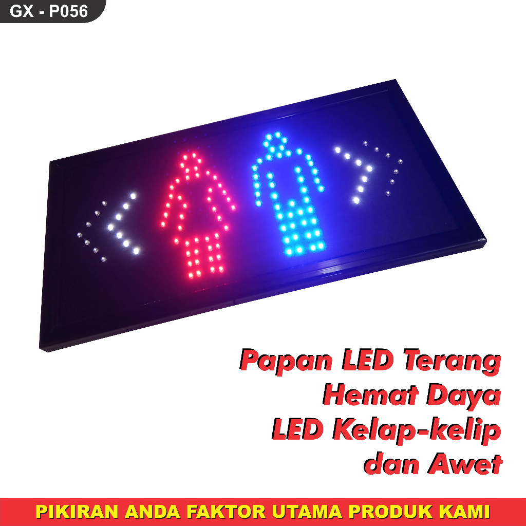 MURAH Papan Tulisan Lampu Led Sign - PRIA WANITA TOILET - P056 TERMURAH SEONLINE
