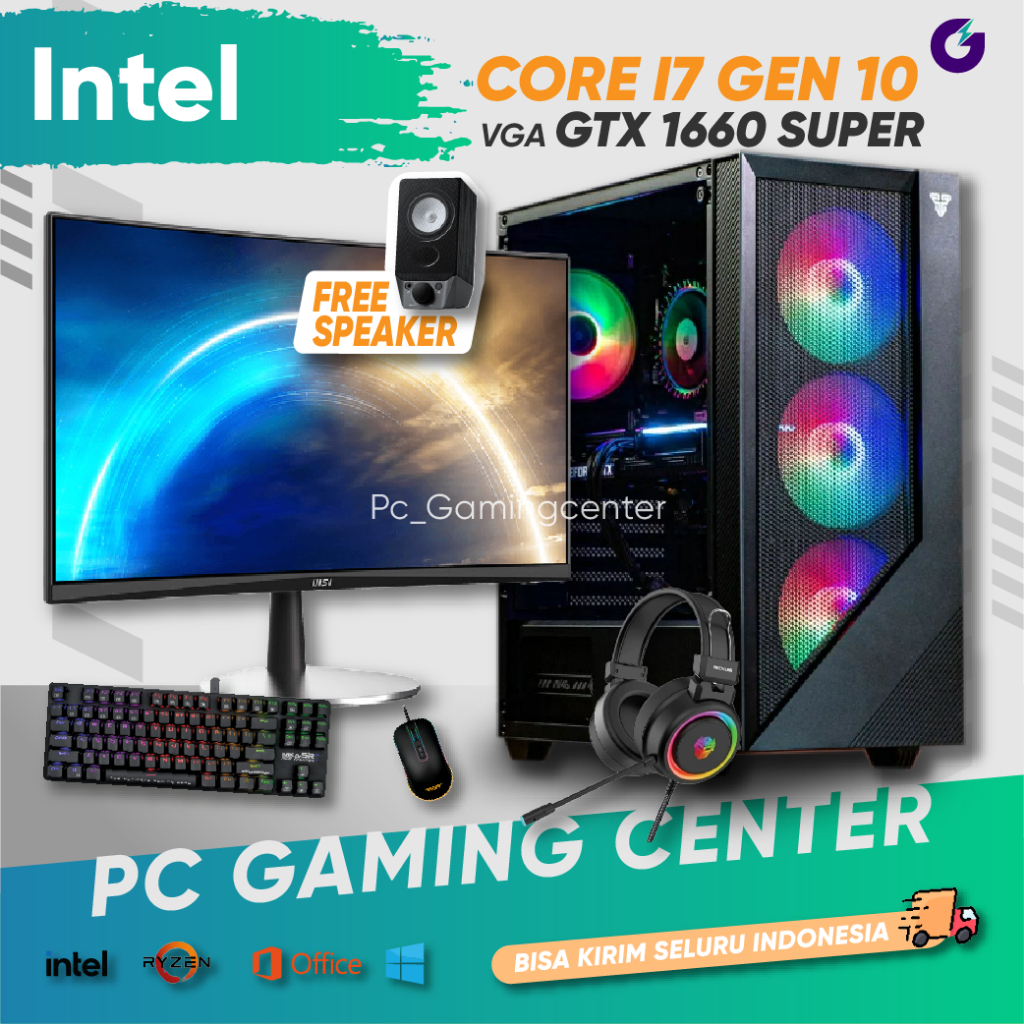 PC RAKITAN GAMING GTX 1660 INTEL CORE 17 10700F RAM 16GB SSD 512GB KOMPUTER GAME BERAT LIVE STREAMIN