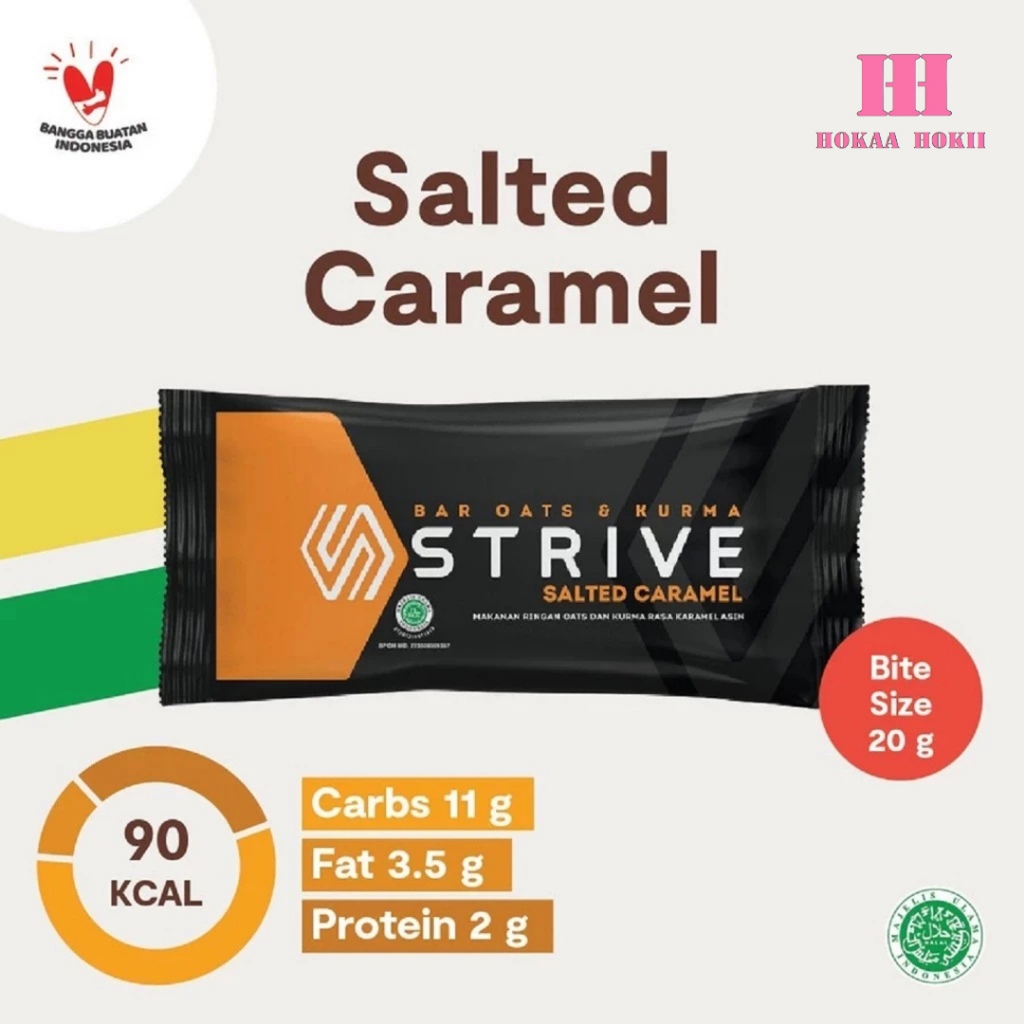 

Strive Energy Bar Rasa Salted Caramel 20gr | Halal - Snack Energi Olahraga