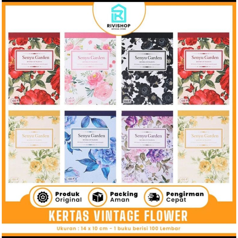 

100 lembar kertas flower untuk deco journal scrapbook