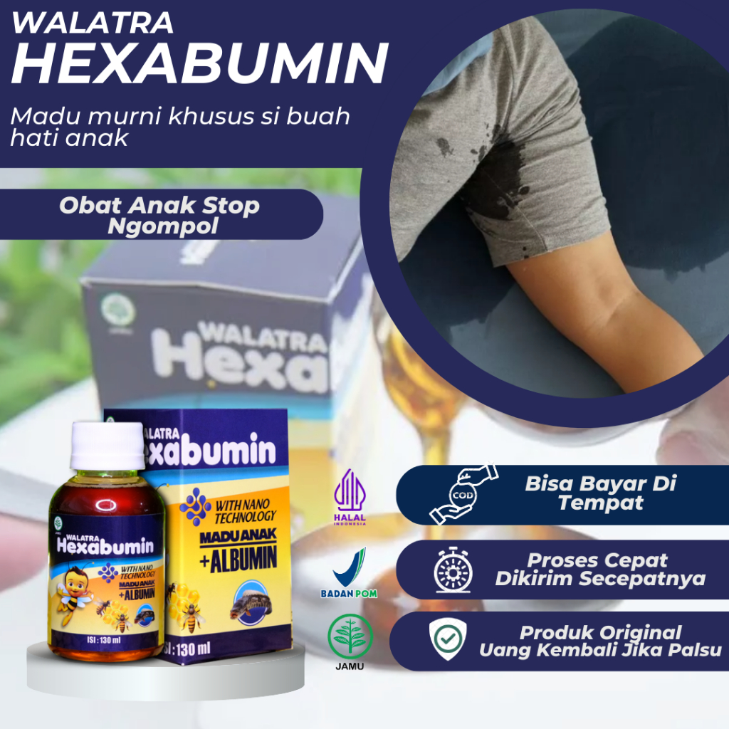 Hexabumin Madu Anak - Obat Anti Ngompol Anak, Cegah Anak Mengompol, Beser, Stop Ngompol, Anak Sering