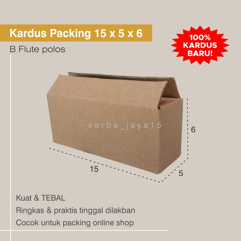 

KARDUS 15x5x6 BARU BOX KARTON B-FLUTE POLOS PACKING OLSHOP