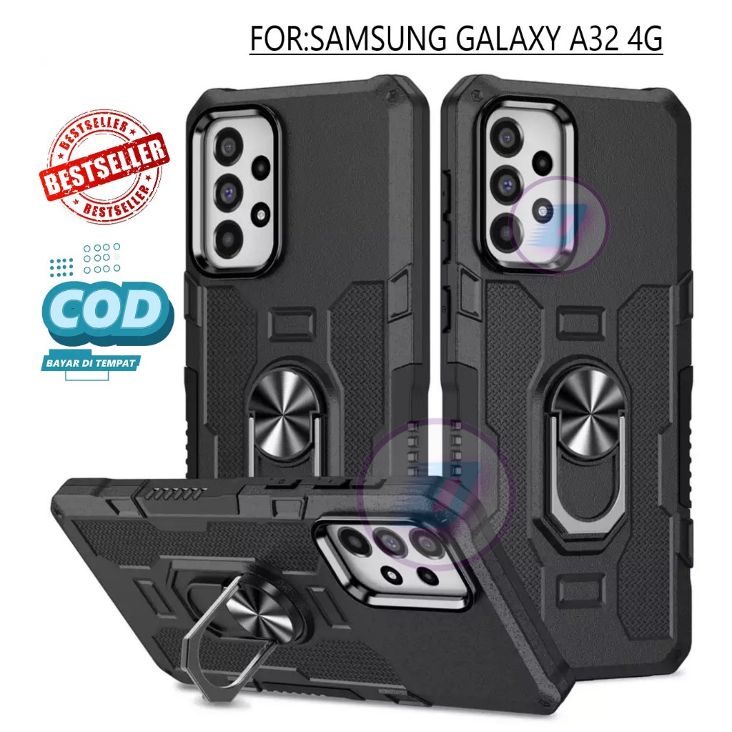 Samsung Galaxy A32 4G Casing Hard Case Ring Armor Robot Case Kickstand Hybrid/Hit Ring Case Holder P