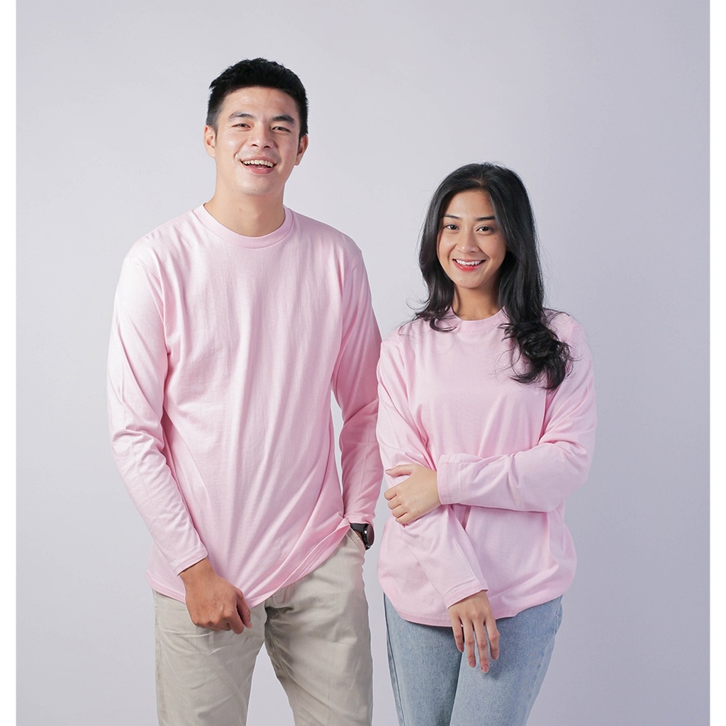 KAOS POLOS LENGAN PANJANG - PINK BABY - KATUN COMBED 24'S - UNISEX