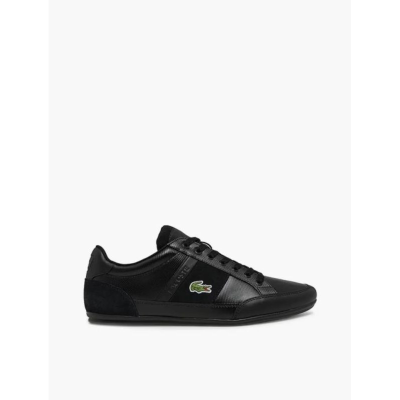 Sepatu Lacoste Chaymon BL Leather Sneakers Casual Kets Sneaker Kasual Pria Cowok Original Hitam Keki