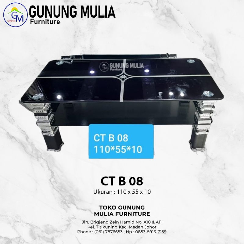 Meja Tamu / Meja Kopi Kaca Kaki Besi