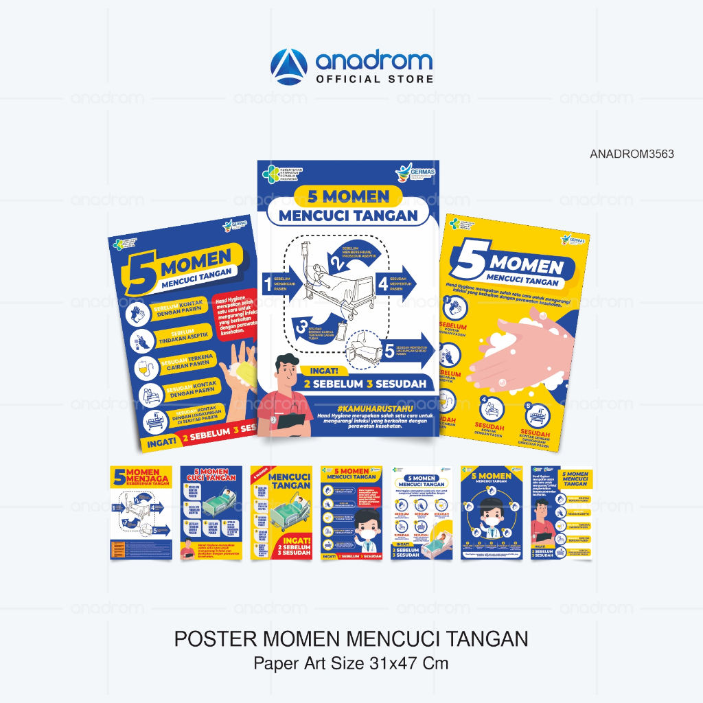 Poster 5 Momen Mencuci Tangan | Poster 5 Momen Untuk Kebersihan Tangan | Poster 5 Momen Menjaga Kebe