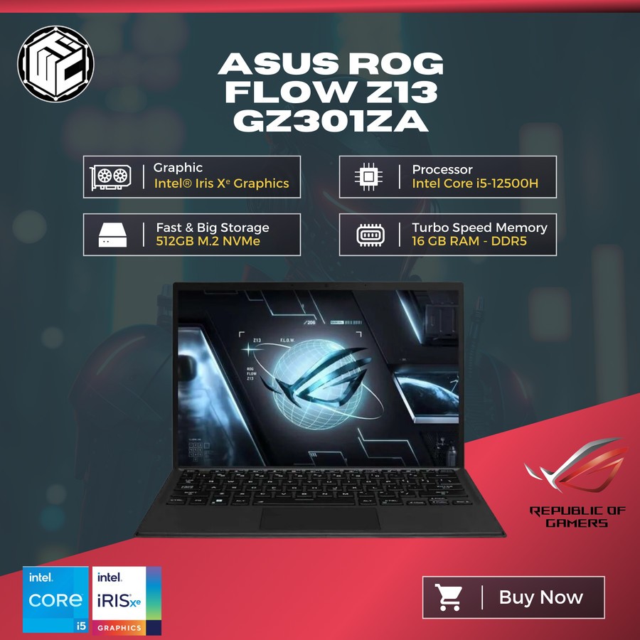 Laptop ASUS ROG FLOW Z13 GZ301ZA i5-12500H 16GB 512GB Iris Xe
