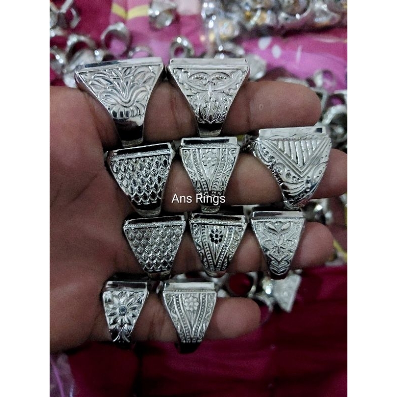 Ring Emban Akik Kotak Alpaka