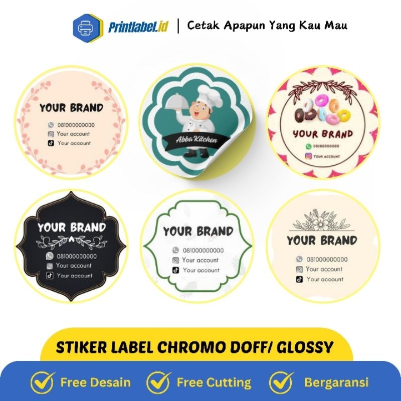 

Stiker Chromo Label Nama Toko/ Brand/ Merk Laminasi Doff/Glossy Cutting Bulat