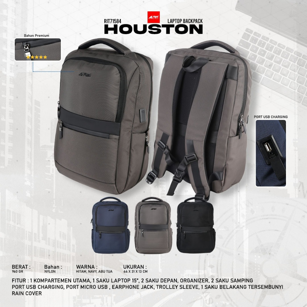 Tas Ransel Arei / Backpack / Tas Laptop Pria Houston Arei Outdoorgear