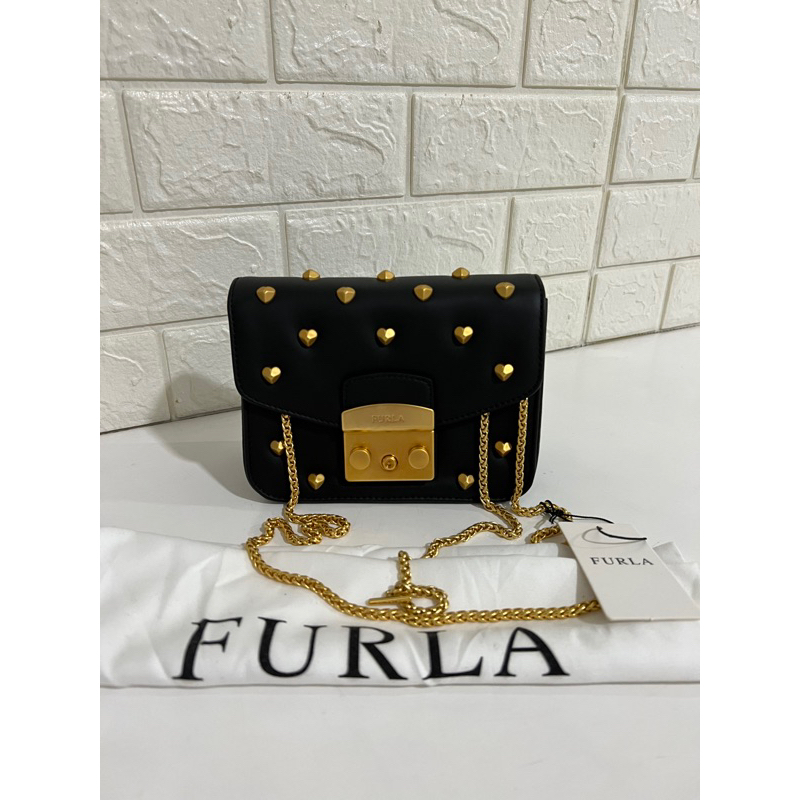 NEW Furla Mini Metropolis Amoris Black (17x13x8cm)