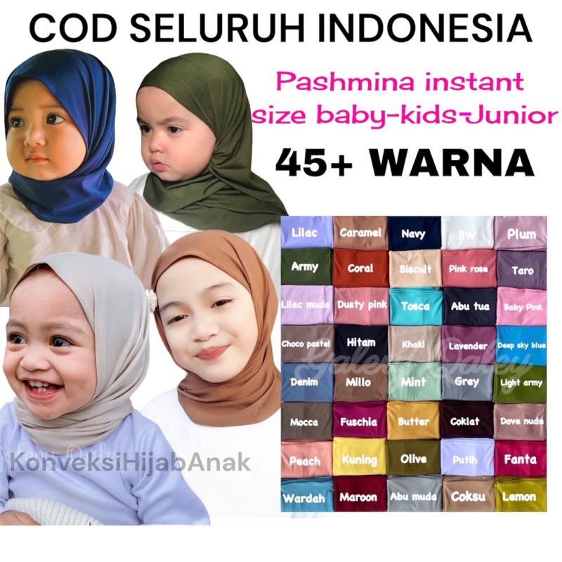 40+ WARNA PASHMINA INSTANT ANAK / PASTAN ANAK / PASTAN JUMBO / PASTAN ANAK TANGGUNG / PASTAN JUNIOR