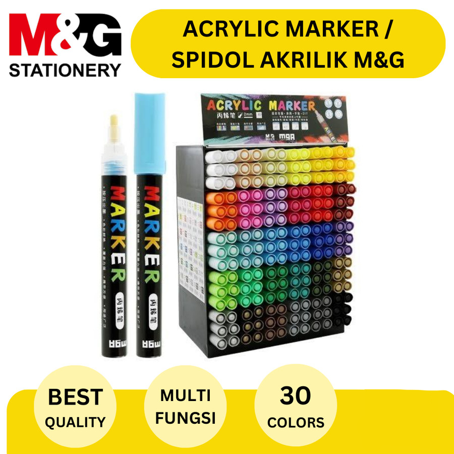 

M&G Acrylic Marker Spidol Akrilik 2mm Multifungsi 30 Pilihan Warna Warni