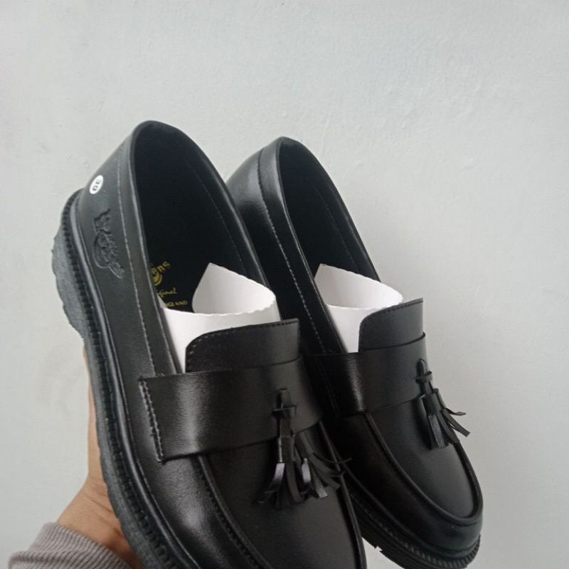 Hot Deals Freebox Sepatu Pria Casual Slip On Docmart,Dr Martin, Loafers Black Smooth Free