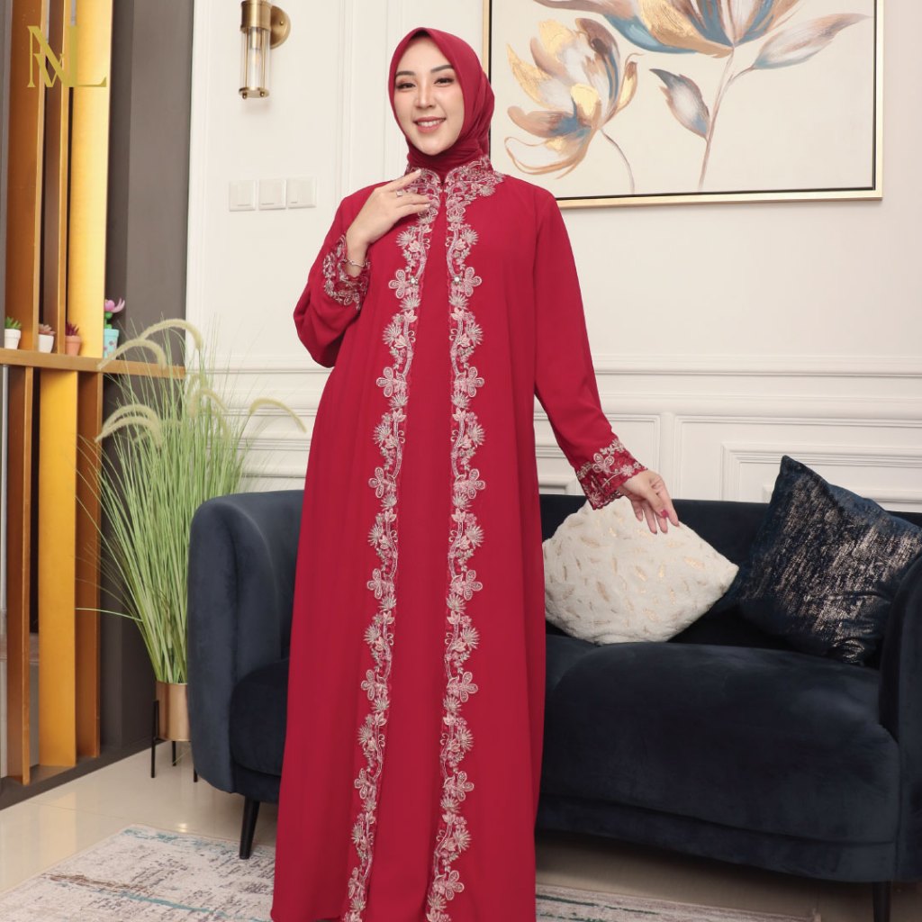 Gamis Dress Muslim Abaya Syahrini Premium All Size Wanita Novalia