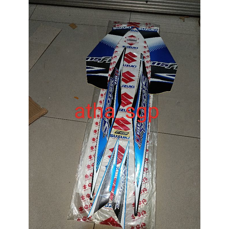 stiker body striping suzuki shooter biru sgp ori