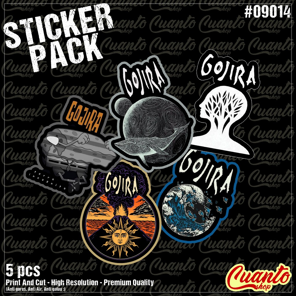 stiker sticker gojira aesthetic band rock metal stiker anti air stiker helm case hp laptop stiker st