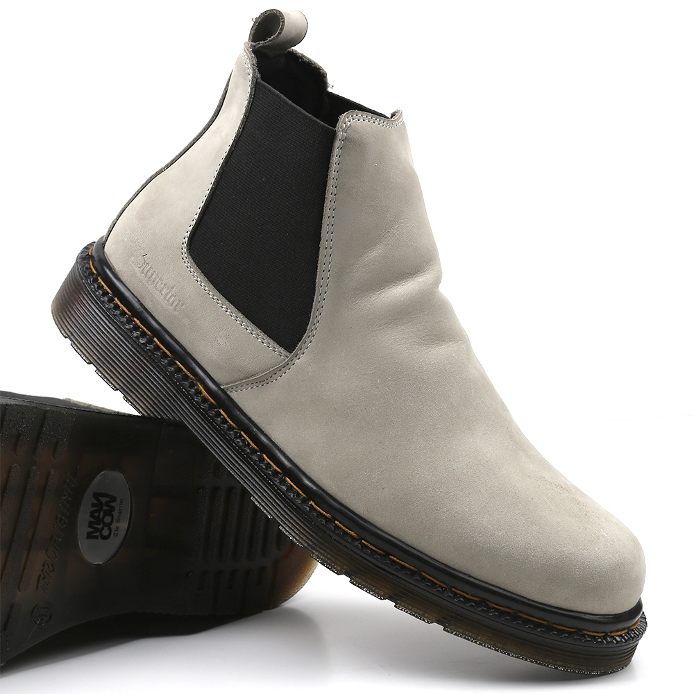 Mancow Chelsea Boots Crazy Horse Broken White Sepatu Formal Pria Wanita Original Kulit Asli