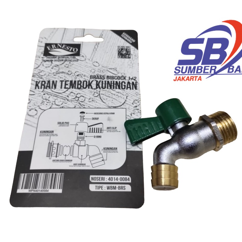 Star Seller. ERNESTO Kran Air Tembok 1/2" Kuningan Kamar Mandi Cebol Taman WBM SBJ.