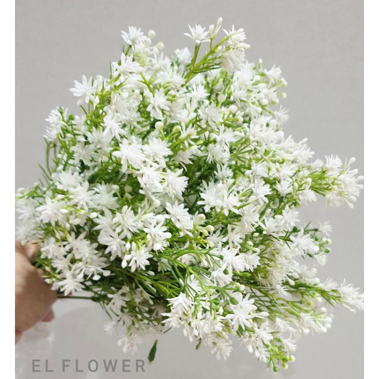 Trend Terbaru.. Babybreath Pikok Plastik 5 cabang Gypsophila Bunga Artificial Aksesoris Dekorasi