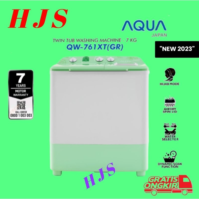 MESIN CUCI AQUA 7 KG QW-761XT(GR) / QW-761 2 TABUNG MANUAL HIJAB MODE