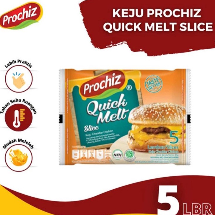 

CYKV1680 Stok terbaru Keju Prochiz Quick Melt Slice's 5 Single