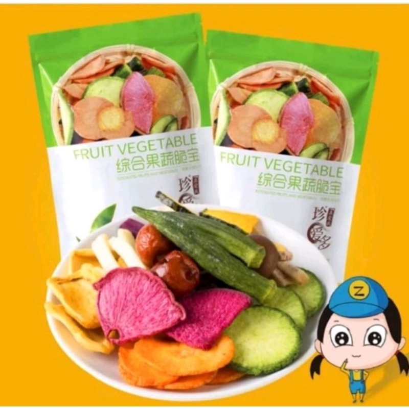 ANEKA Cemilan sehat Snack Import Kripik sayur Buah kering Campuran 12 Macam (250gr)