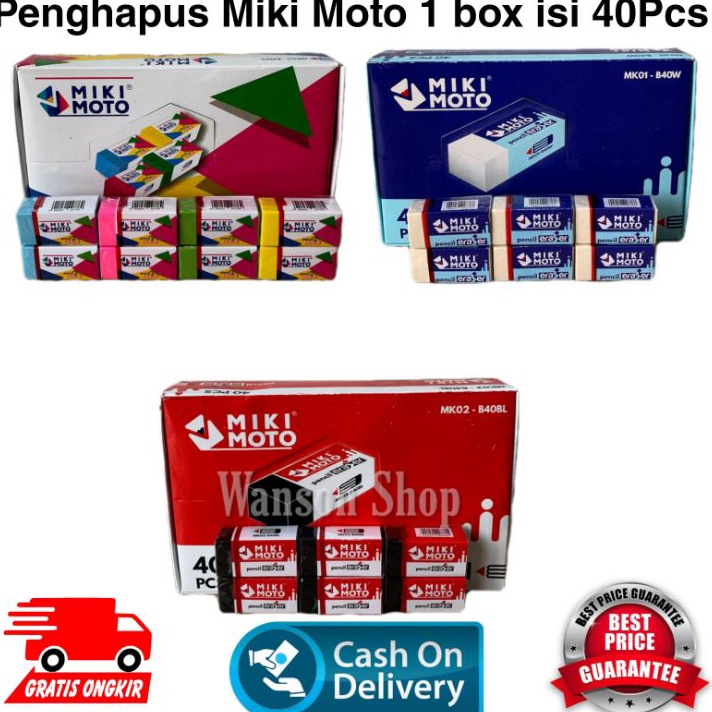 

Terkini PENGHAPUS PENSIL MIKI MOTO MURAH HARGA 1 BOX ISI 40PCS