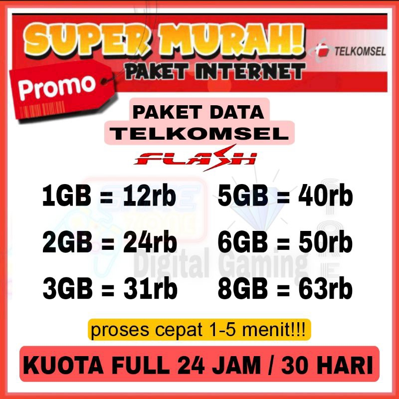 (PROMO) PAKET DATA/KUOTA TELKOMSEL MURAH FULL KUOTA UTAMA 24 JAM SEMUA ZONA FLASH