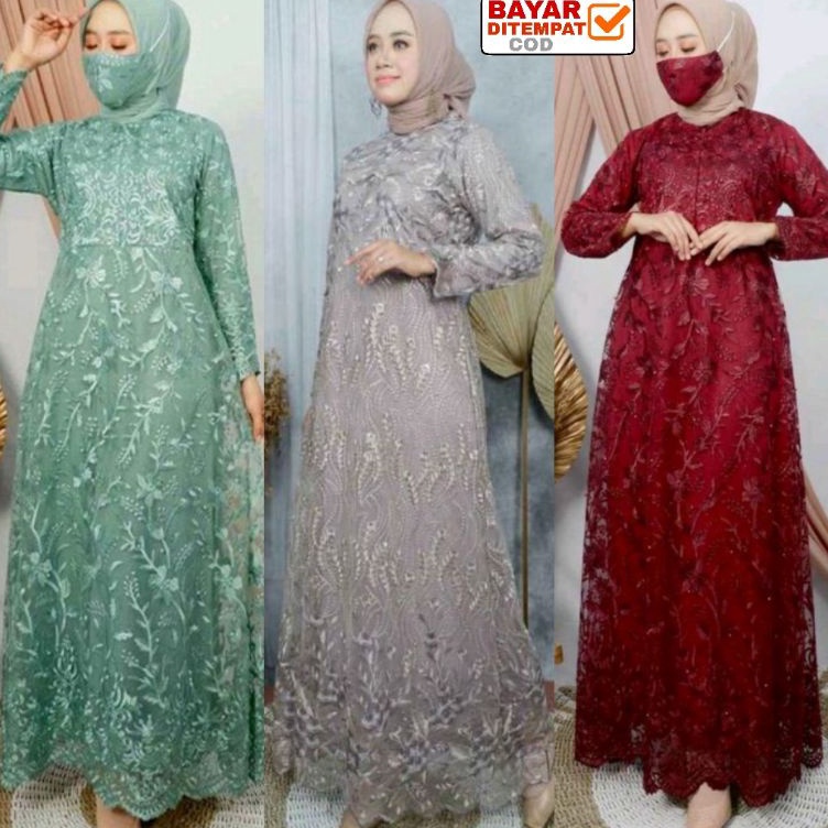 Gamis Pesta / Gamis Maxi Brokat / Gamis Tile / Gamis Jumbo / Maxi Dress / Baju Muslim Arimbi Seragam