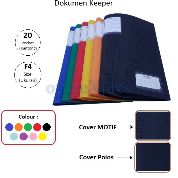 

Map Plastik / Clear Holder / File Dokumen Keeper F4 Folio 20 Lembar Hombo