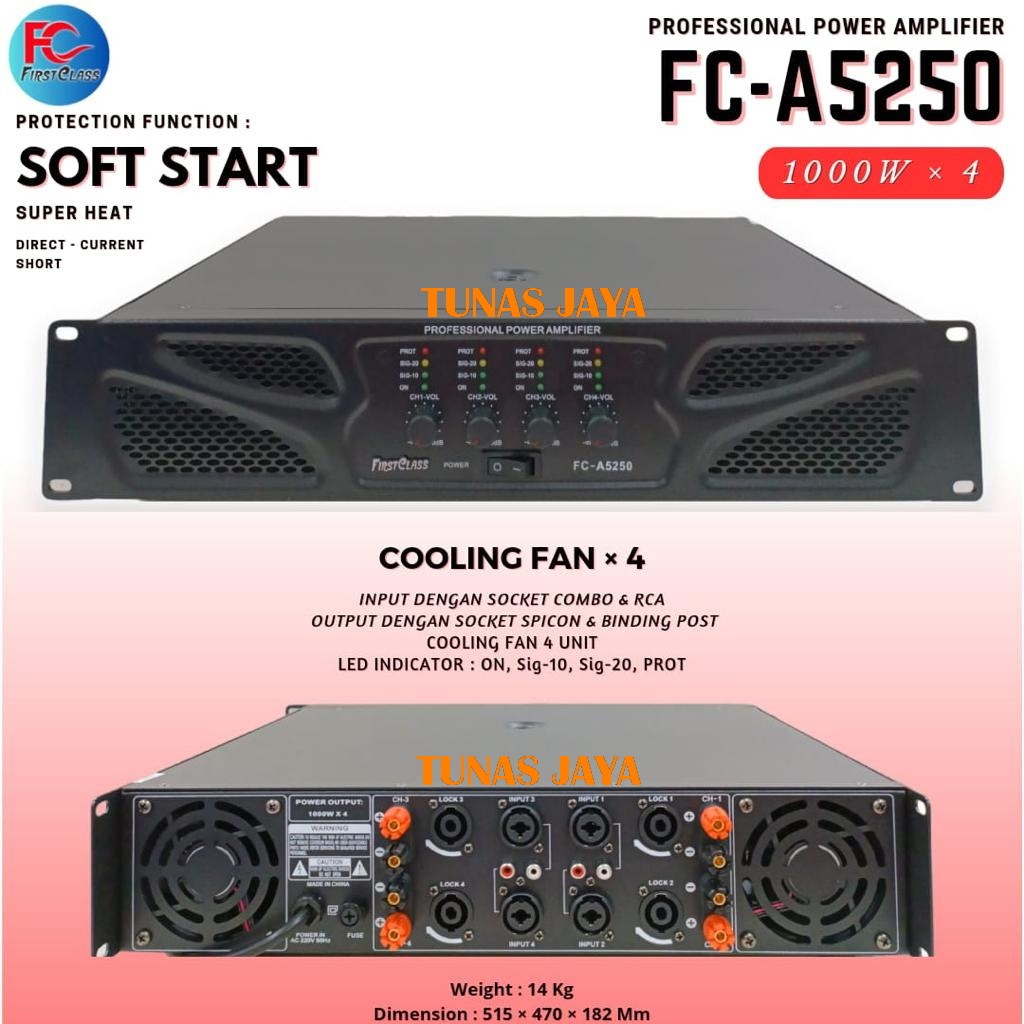 POWER AMPLIFIER FIRSTCLASS FCA5250 FC-A5250 FC A5250 1000 WATT X 4