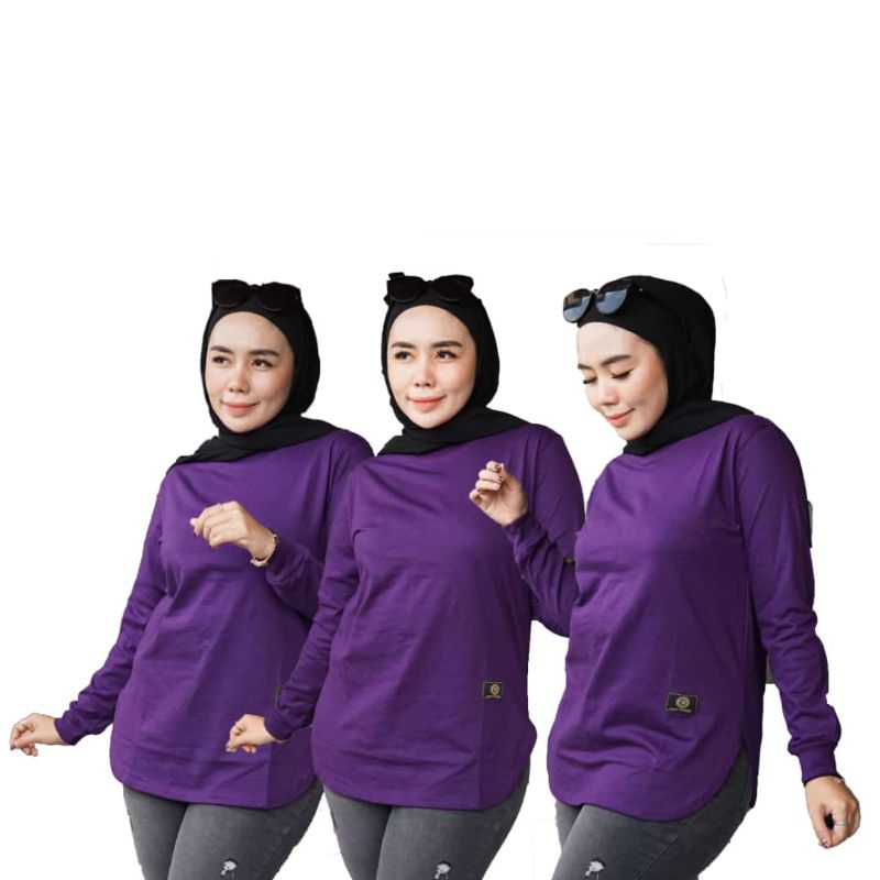 [ TERBARU ] Kaos Polos Wanita // Baju Tangan Panjang Wanita Model Body Oval Kaos JUMBO // Kaos Wanit
