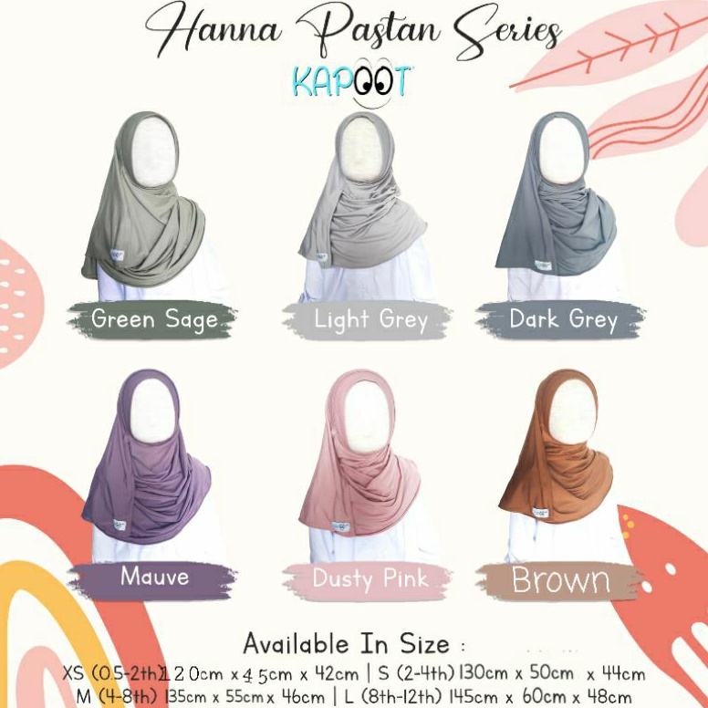 11.11 Jutaan Promo Hanna Pastan Series kapoot 2 4 6 8 10 12Y Jilbab pashmina instant anak Jersey ITY