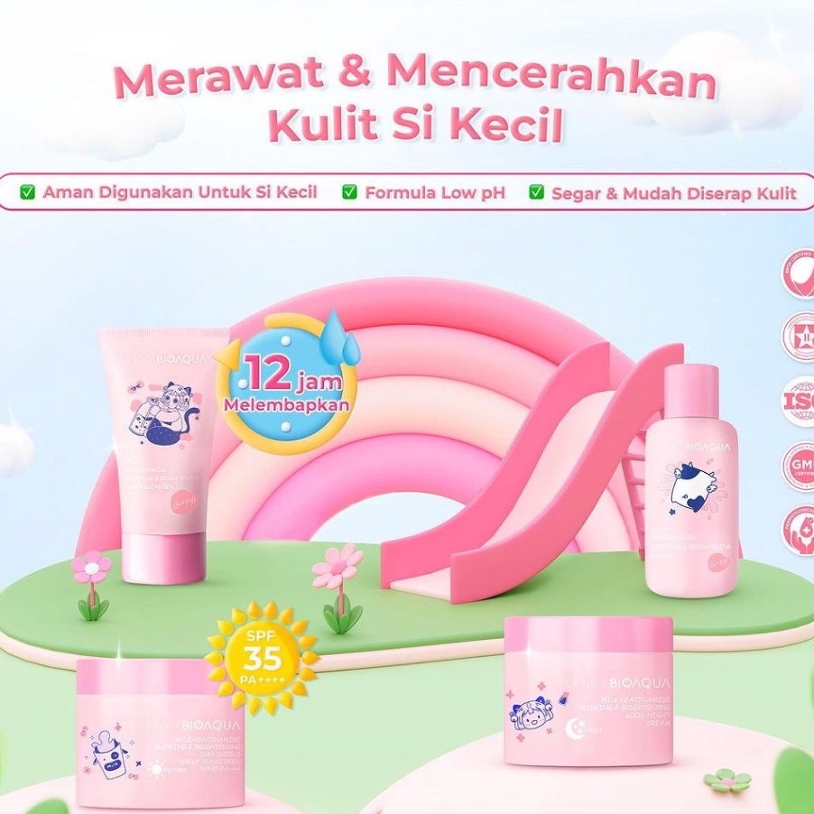 LBBD8258 ✓ Paket ISI 4PCS bioaqua cosmetics Beauty Milk Niacinamide Glowing & Brightening set whiten