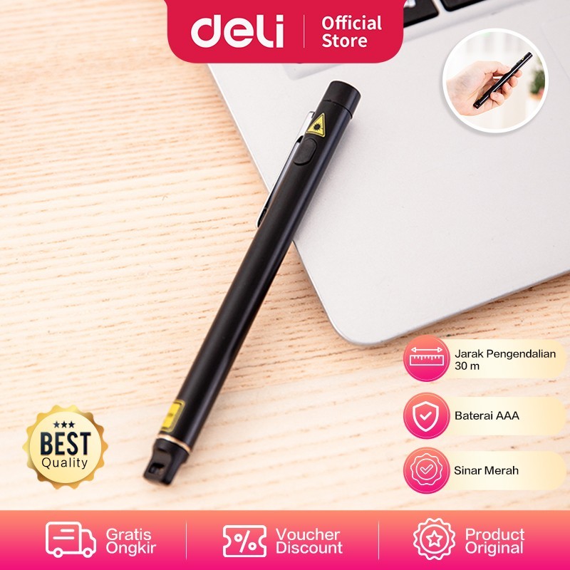 DELI 3933 Laser Pointer Pen Pointer Presentasi - Hitam