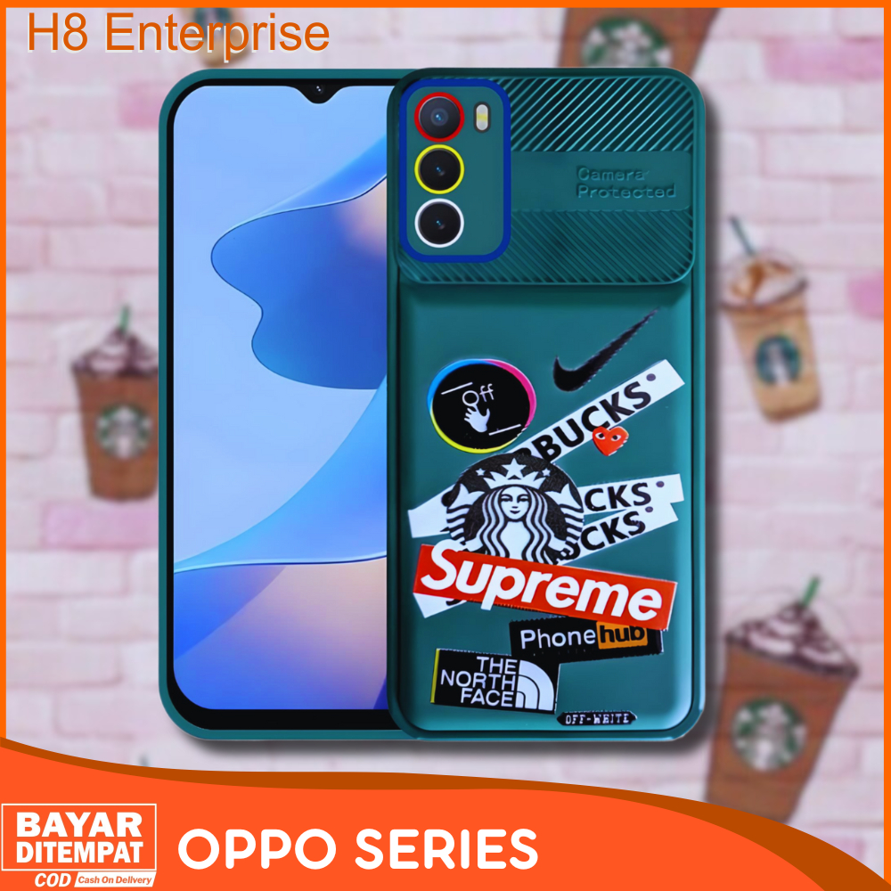Case Oppo A1K C1 A3S A5S A5 2020 A7 A9 2020 A11K A12 A16 A16S A17 A54 4G F9 Casing Starbucks X Supre