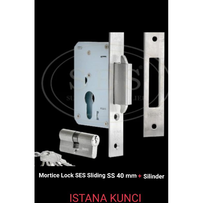 SES Body kunci sliding SES 40 mm SS + Silinder