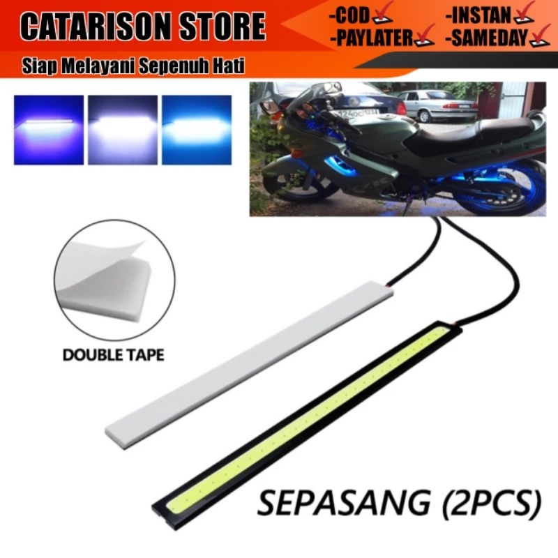 Lampu Led Plasma DRL cob Strip 17cm Lampu Led Motor Mobil Sepasang