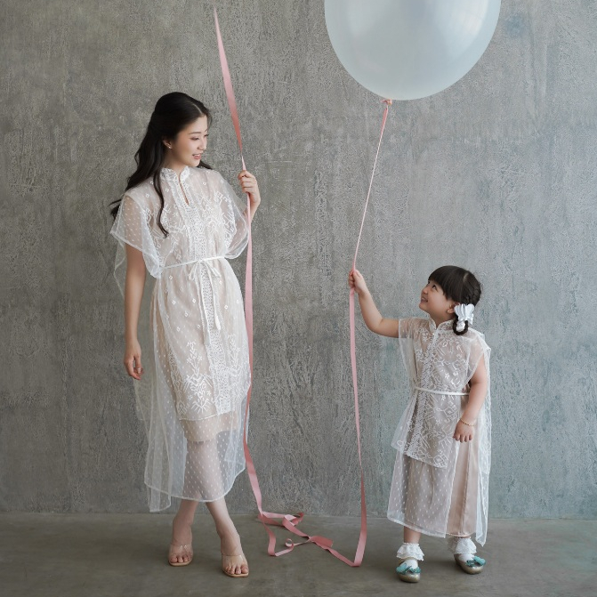 Little Aura Label - Tabita Dress In White - Dress Lebaran / Dress Lebaran Anak Perempuan