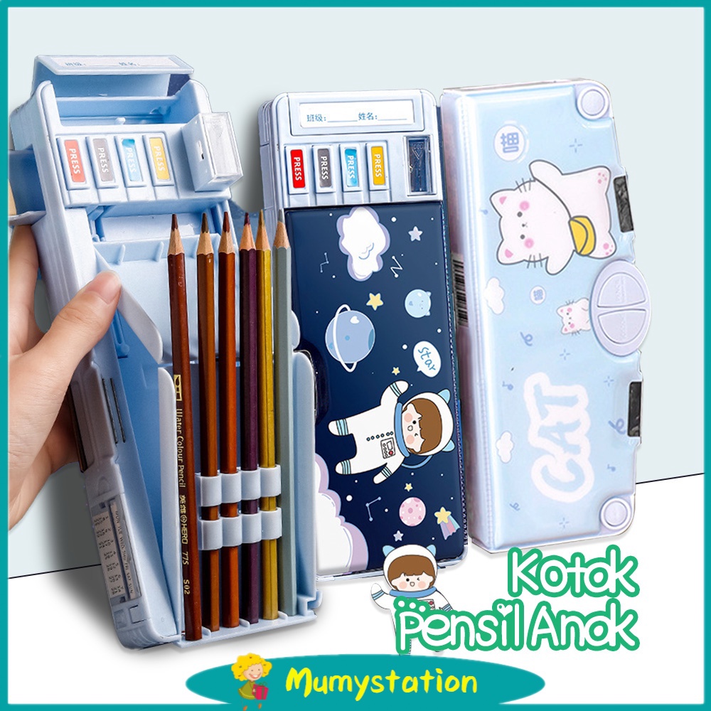 

12.12 ✨SALE✨ MumyStation Kotak Pensil Anak Tempat Pensil Multifungsi Motif Storage Box Lapisan Ganda Tunggal Dengan Rautan Kapasitas Pencil Case gas !!