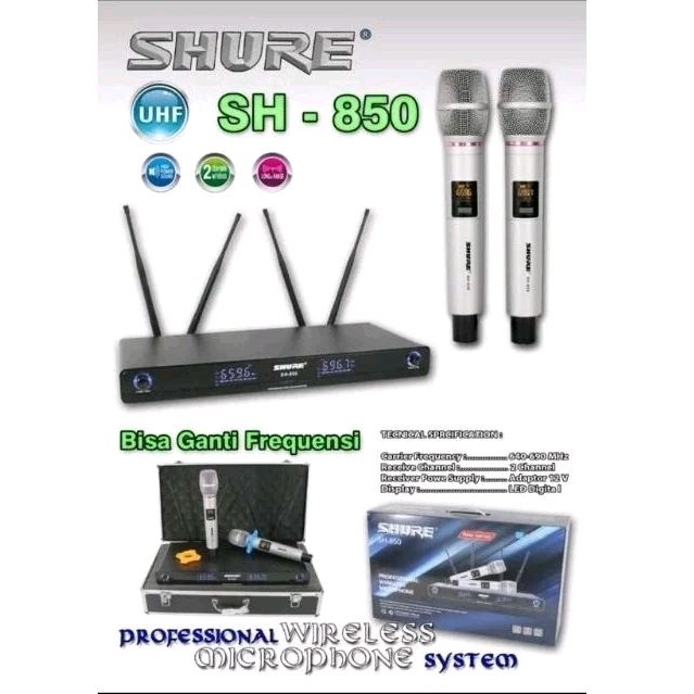 MIC WIRELESS SHURE SH-850 MIC KARAOKE PROFESIONAL SHURE SH 850